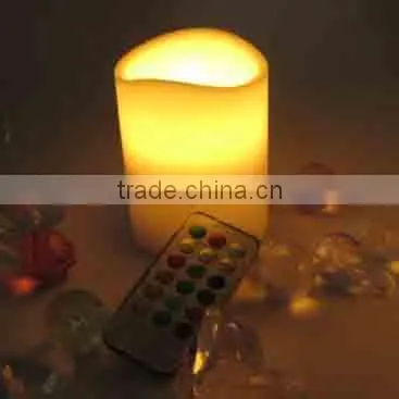 Amber Color Flameless Battery Operation Wax Led Moon Candle With Remote