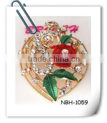 Fashion Elegant Epoxy Flower Basket Brooch With Crystal Stones