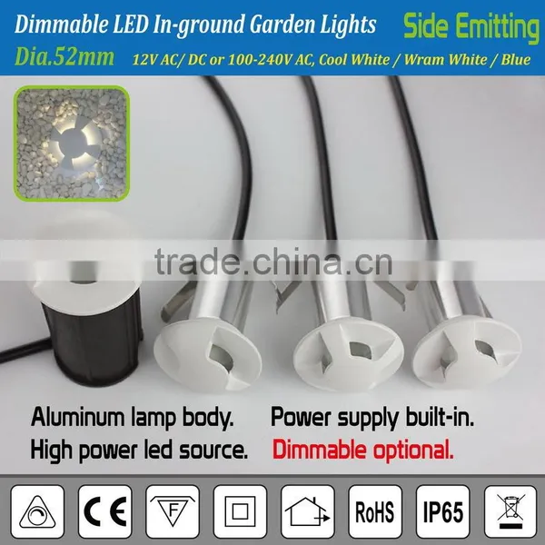 Dia.52mm AC/DC 12V or 100-240V Dimmable LED In-ground Garden Lights