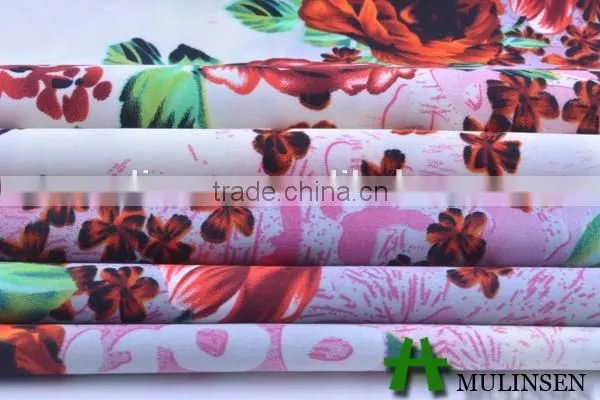 Mulinsen Textile Fashion Floral Pattern Fabric Polyester Satin Clothes photo-3