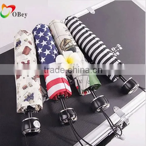 3 Folding Windproof Striped Rain Umbrella photo-3