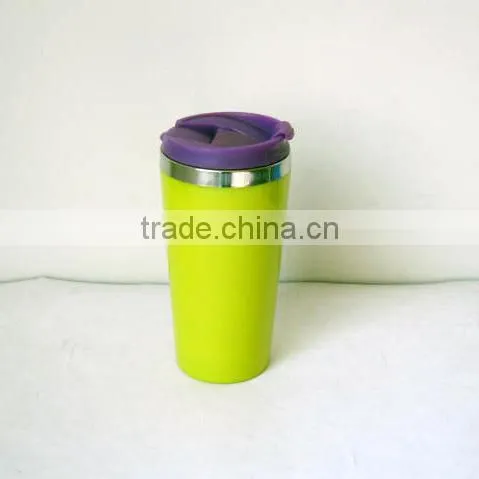 16oz Stainless Steel Mug With Solid Plastic Outer and Water Proof Screw Lid