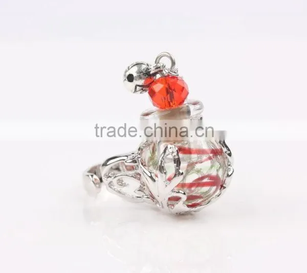 Wholesale Stripe Clear Mini Glass Bottle Fragrance Perfume Ring Essential Oil Rings for Women photo-4