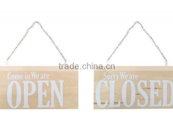 Nature Color Wooden Door Hanging Ornament With "open" Closed Words Shop's Warning Board Business Indication Sign