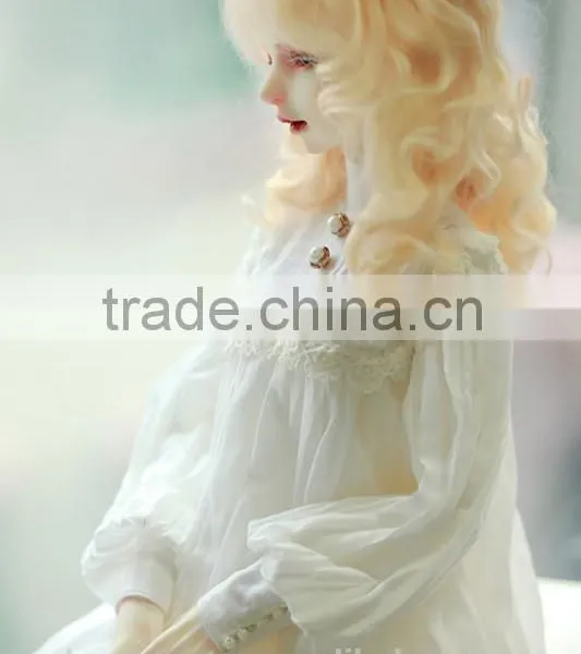 Heat Resistant Medium Blonde Curly 1/3 1/4 1/6 BJD Doll Wigs photo-3