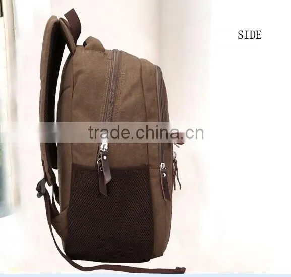 Khaki Vintage Canvas Backpack Wholesale photo-3