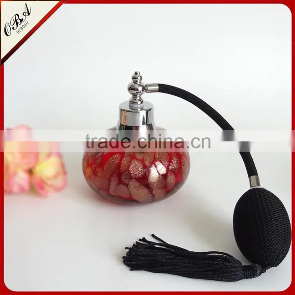 Handmade Red Gold Pot Air Bag Glass Perfume Bottle / Wholesale 80ml Empty Glass Air Bag Atomizer Perfume Bottle photo-2