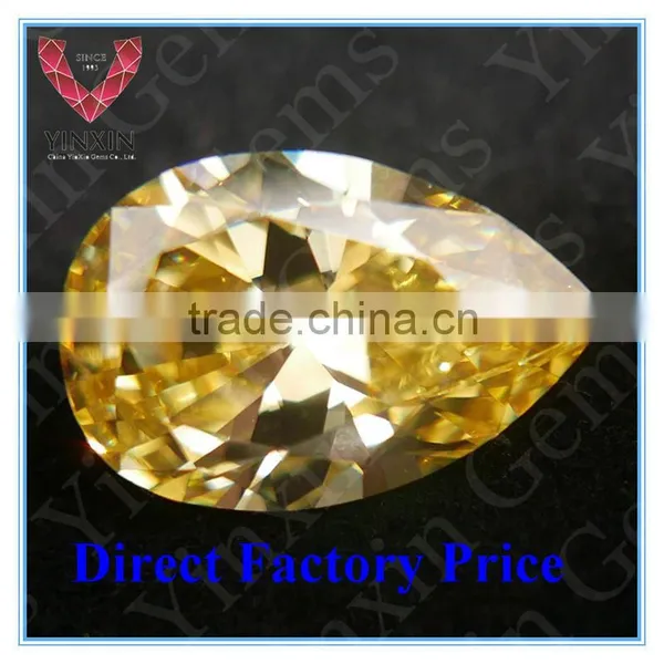 Loose 10x8mm CZ for Fashion Jewelry/Golden Yellow CZ Beads photo-2