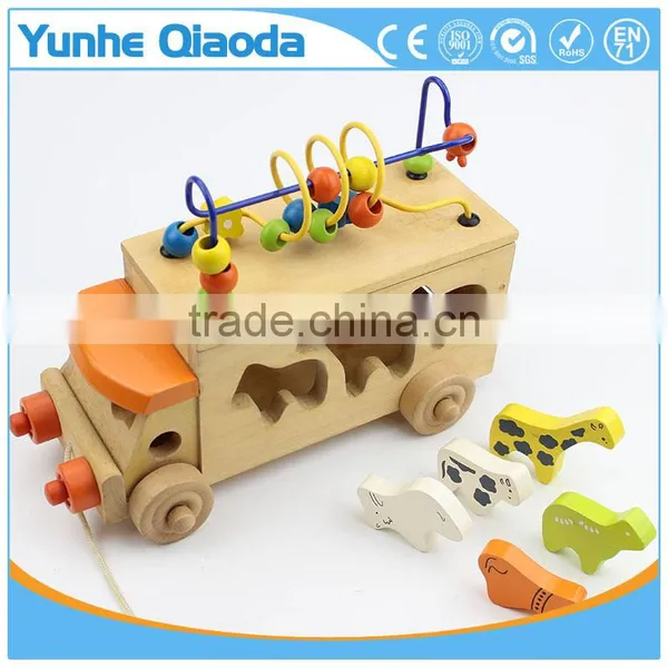Animal Shape Sorter Truck and Bead Maze - Pull Along Toy - Animal in Many Shape Blocks photo-3