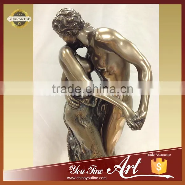 Naked Man Woman Kiss Bronze Sculpture photo-5