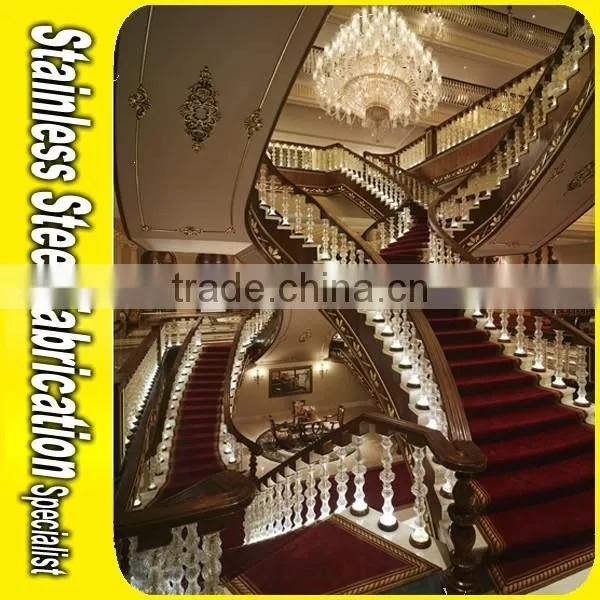 Interior Antique Bronze Carving Aluminum Handrails Integral Spiral Staircase photo-4