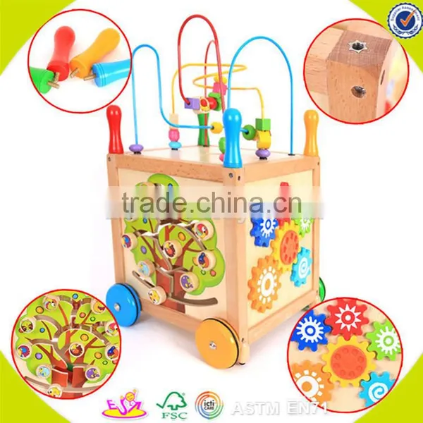 Wholesale Multifunctional Wooden Kids Trailer Best Gift for Kids Wooden Kids Trailer Top Sale Wooden Push Walker W16E041 photo-3
