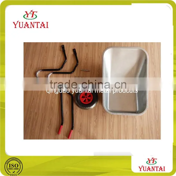 Hot Sell Russia Style Galvanized Bucket / Tray Dural Handle Concrete or Garden Tool Wheel Barrow Manufacture WB6080 photo-2