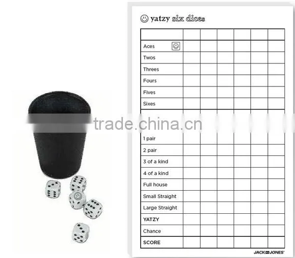 Yatzy Dice Cup with Dices and pencil