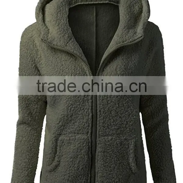 Women's Winter Autumn Clothing China Full Zip Lightweight Long Sleeve Zipper Up Teddy Sherpa Fleece Hoodie Sweatshirt Jackets photo-2