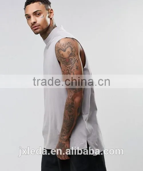 High Quality Fashion Oversized Sleeveless Turtle Neck Tee Shirt Made in China Custom Factory