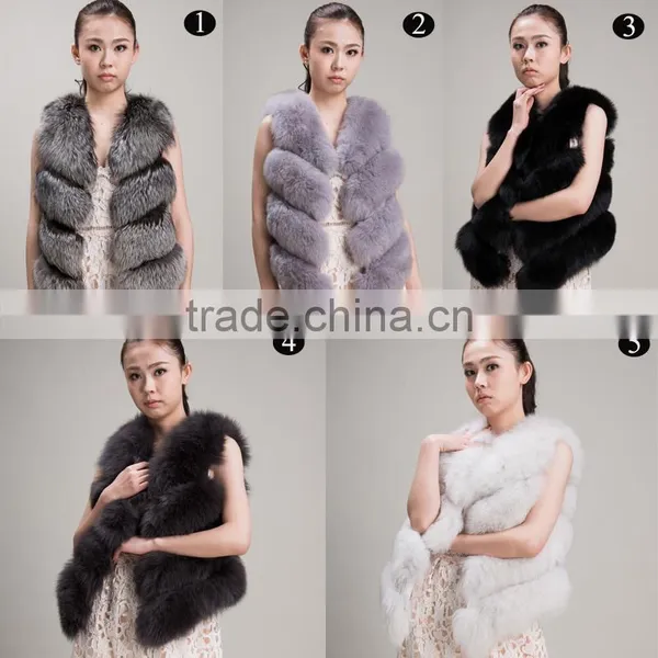Myfur Ladies Full Pelt Fashionable Genuine Natural Fox Fur Vest Waistcoat Girls Gilet Short Fur photo-6