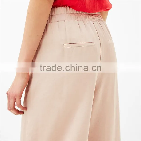 Casual Loose Wide Leg Tall Sateen Pink Slacks Pink Dress Pants Womens photo-4