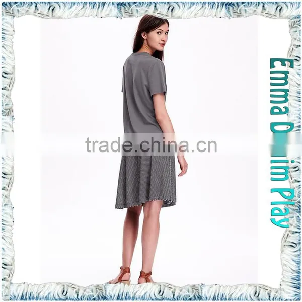 2016 New Simple Designs Plain Style Best Quality Ladies Round Neck Grey Soft Cotton T-Shirt photo-2