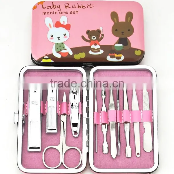 Cartoon Nail Clipper Kit Nail Tools Nail Care Scissor Tweezer Knife Ear Pick Manicure Set Tools Case photo-2