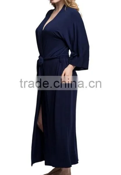 Cheap 100% Cotton Plain Extra Long Women Bathrobe photo-5