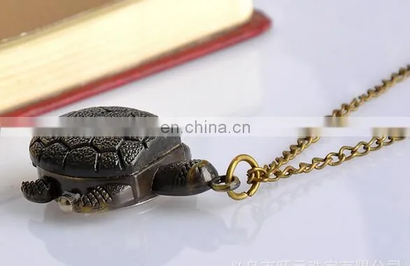 Bronze Vintage Lovely Turtle Mini Small Size Quartz Pocket Watch Women Lady Girl Necklace Pendant Chain Birthday Gifts photo-4