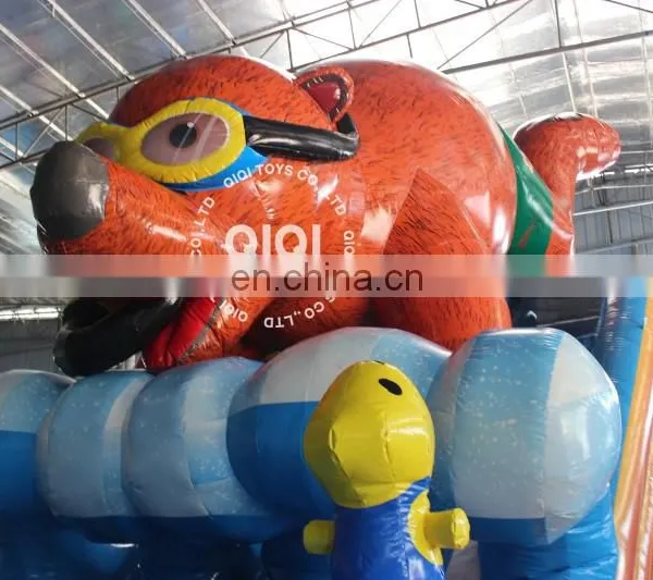 Inflatable Bear Camp Toboggan / Special Design Gonfiabile Water Slide With Pool photo-4