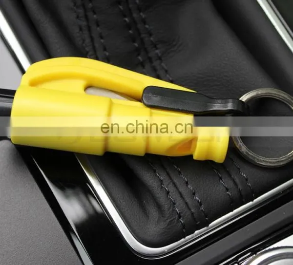 3 IN 1 Colors Keyring Whistle Seat Belt Cutter Emergency Hammer Car Window Breaker photo-3
