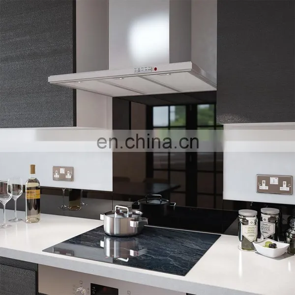 Kitchen Black Colored Tempered Painted Splashback Glass Splash Back photo-3