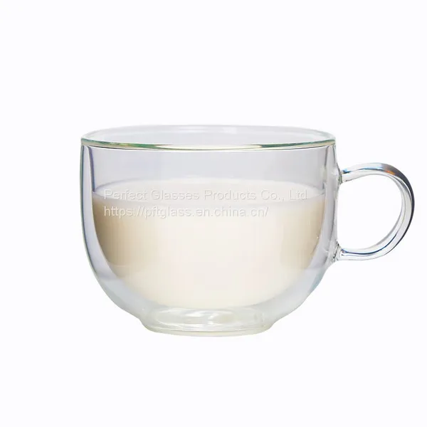 Logo Customized Double Walled Glass Bowl With Handle Doule Layer Glass Bowl For Salad Oatmeal Bowl photo-4