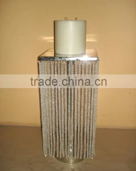 Hurricane Lamp Candlestick Candelabra With Hanging Crystals photo-6