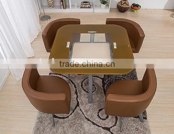 Modern Round Dining Table With Leather Chairs photo-4