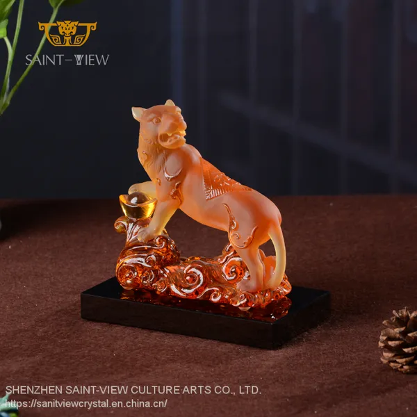 SAINT-VIEW Crystal Liuli Office Gift Livingroom Animal Custom Decoration Tiger Statuary photo-2