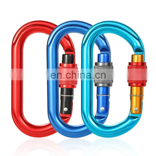 JRSGS Wholesale High Strength 25kN Aluminum Alloy O-Shape Screwgate Snap Hook Carabiner Clip for Climbing S7108B photo-2