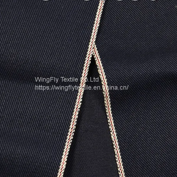 13.5oz 100% Cotton Right Twill Black Weft Red Border Denim 32/33 