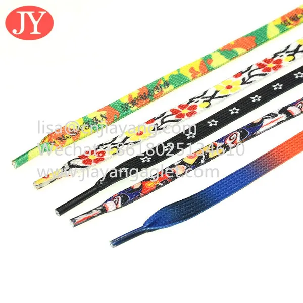 Hot Transfer Flat Shoelace Print Logo Sneaker Polyester Shoelace