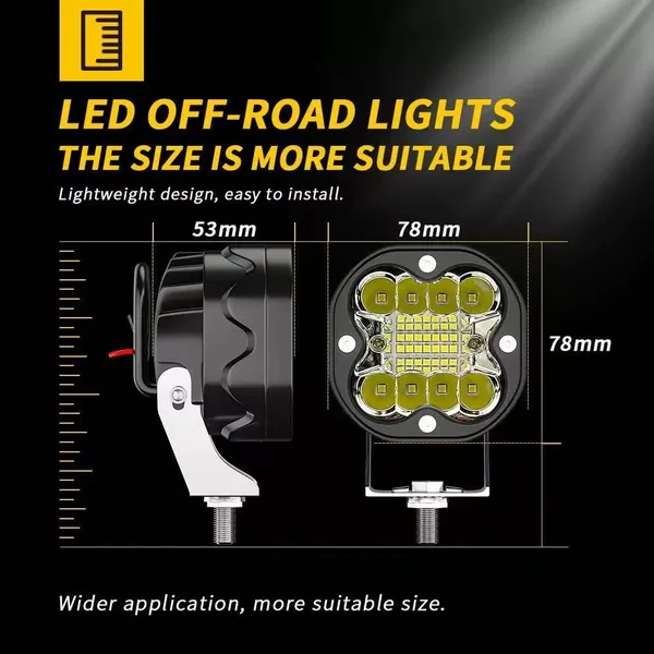3Inch Led Work Spotlights 12V 24V 66W Headlights for Motorcycles Flood Led Bar Fog Lights for Car Truck 4x4 Off Road SUV ATV photo-2