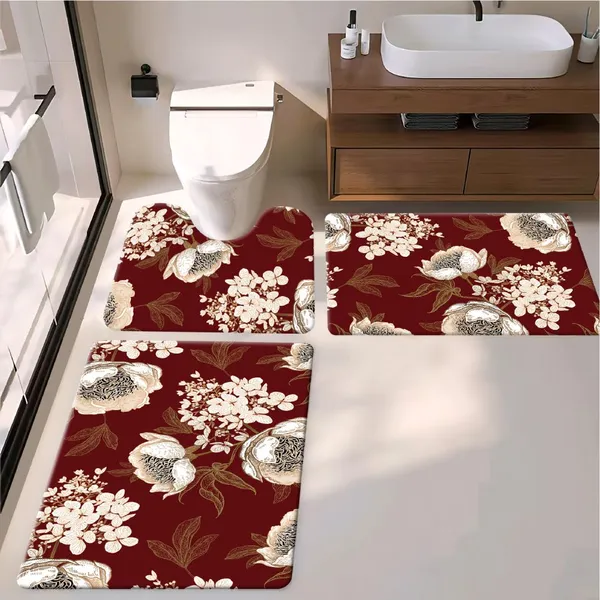 Flower Design Remium Anti-Fatigue Toilet Bath Mat – Gel & Foam Cushion, Stain Resistant & Easy to Clean photo-4