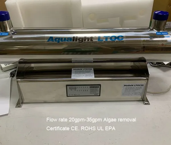 AQUAILGHT 20-35 gpm 185 nm длина волны ss304 TOC UV система водоочистки
