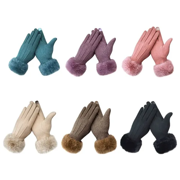 Stylish Winter Cashmere Touch Screen Gloves for Women