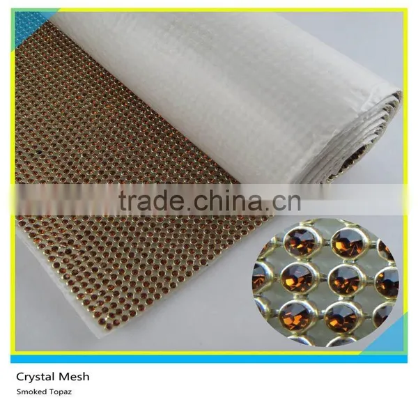 Hotfix Crystal Rhinestone Mesh Ss16 4mm LT.Topaz Crystal Gold Base photo-3