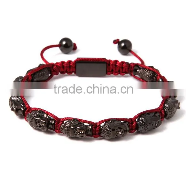 2016 Popular Upscale Rose Gold Lava Stone Buddha Stainless Steel Bracelet Costume Jewellery Match Colorful Cord photo-3