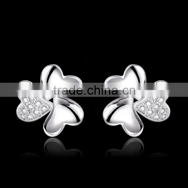 Clover Floswer White Gold Plated Crystal Jewelry Earring photo-6