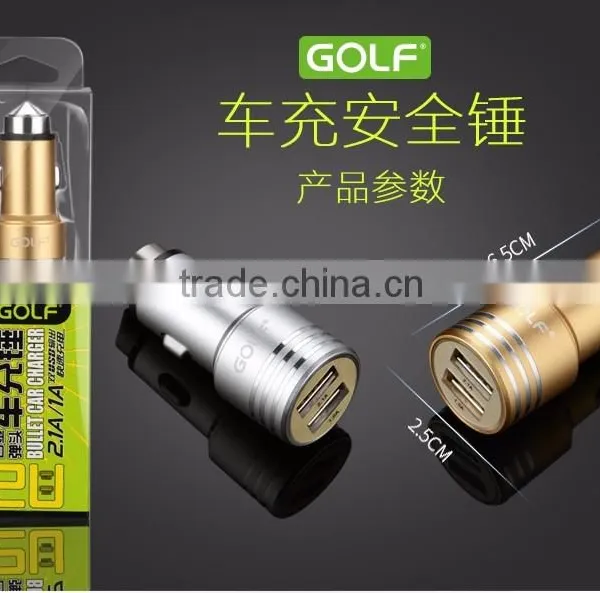 GOLF Original GF-C06 Bullet Series Metal Matt Car Charger 2.1A/1A Dual USB Fast Charging Car Charger for Universal Device photo-6