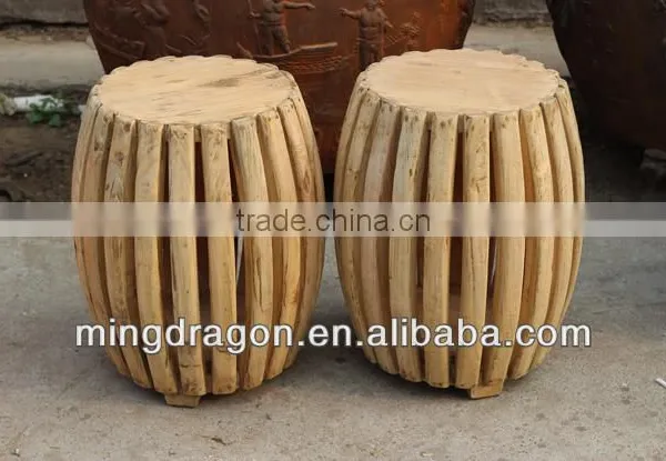Chinese antique natural wooden round stool