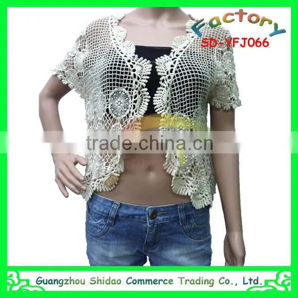 European Style Cotton Fashion Women Lace Crochet Shirts Fancy Lady Blouses and Tops photo-5
