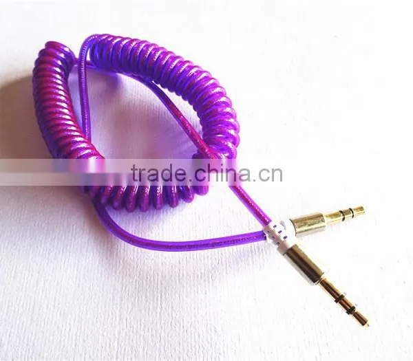 Flexible Dc3.5m to Dc3.5m Spiral Metal Transperant Cable Extend Stereo Audio Aux Cable photo-5