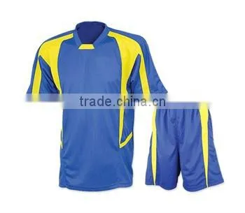 100% Polyester Soccer Uniform Shirt & Shorts Royal/Yellow