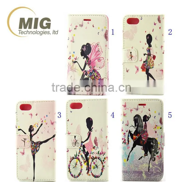 Stand Leather Case for Iphone 7 With Wallet Happiness Girl Design photo-6