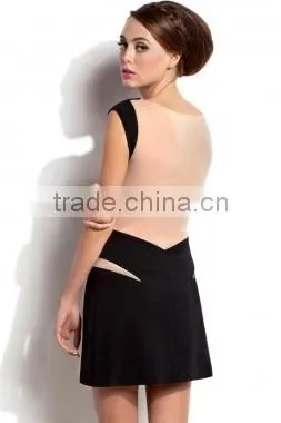 Wholesale Formal Dress Women Mini Dress With Black Stretch Mesh Insert photo-2